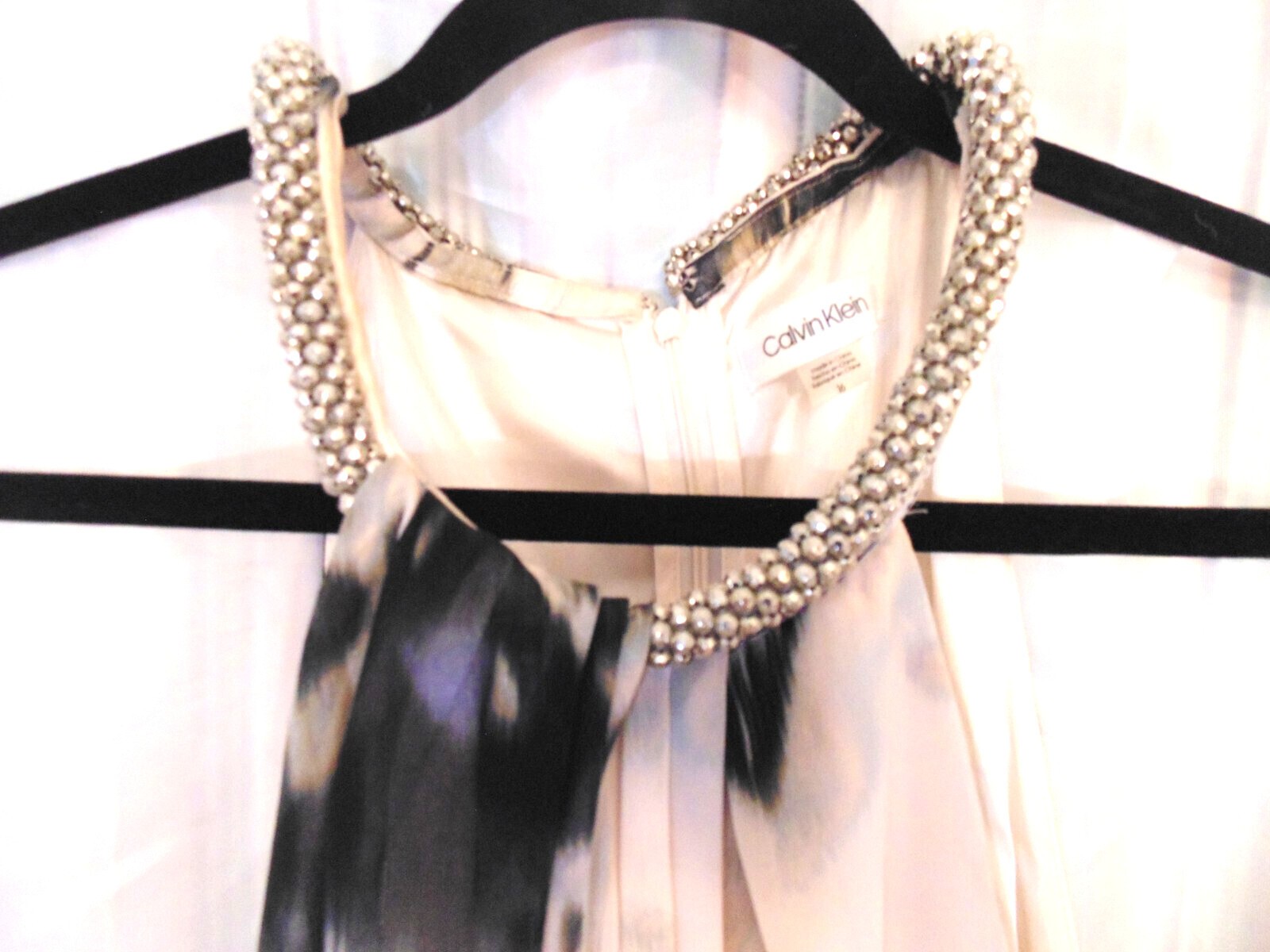 Calvin Klein Elegant Womens Rhinestone Halter Long Dress Gown sz 16
