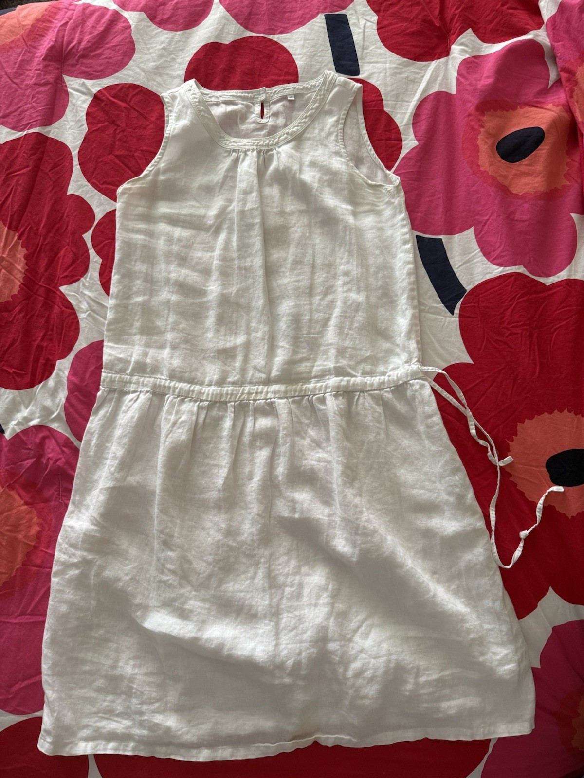 Women’s MUJI Linen Dress White Low drawstring Size Medium (feels Small)