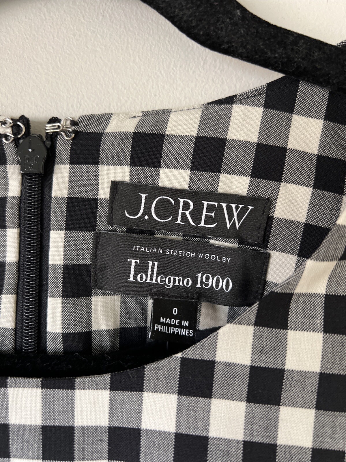 J. Crew Mini Dress Size 0 Gingham Bi Stretch Wool Blend Tollegno 1900 Career