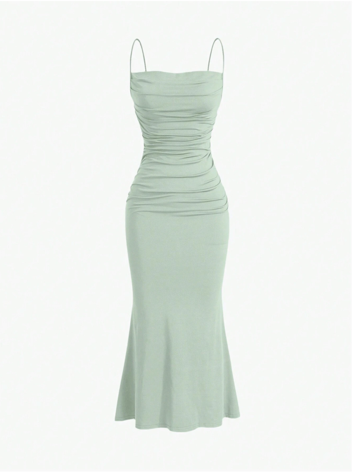 Mint Green MOD Solid Ruched Mermaid Hem Cami Dress Sz XS S M L