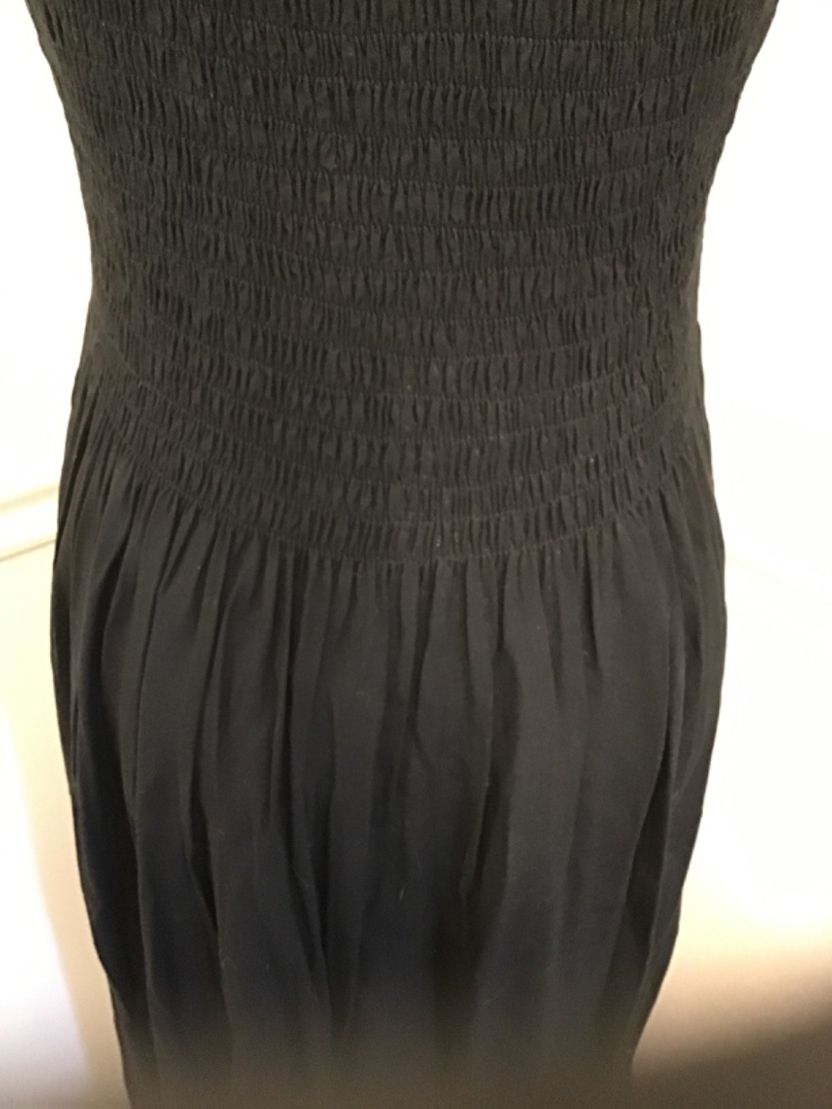 Go Fish Basic Stretch Smocked Maxi Dress Black Sleeveless Scoop Neckline Small