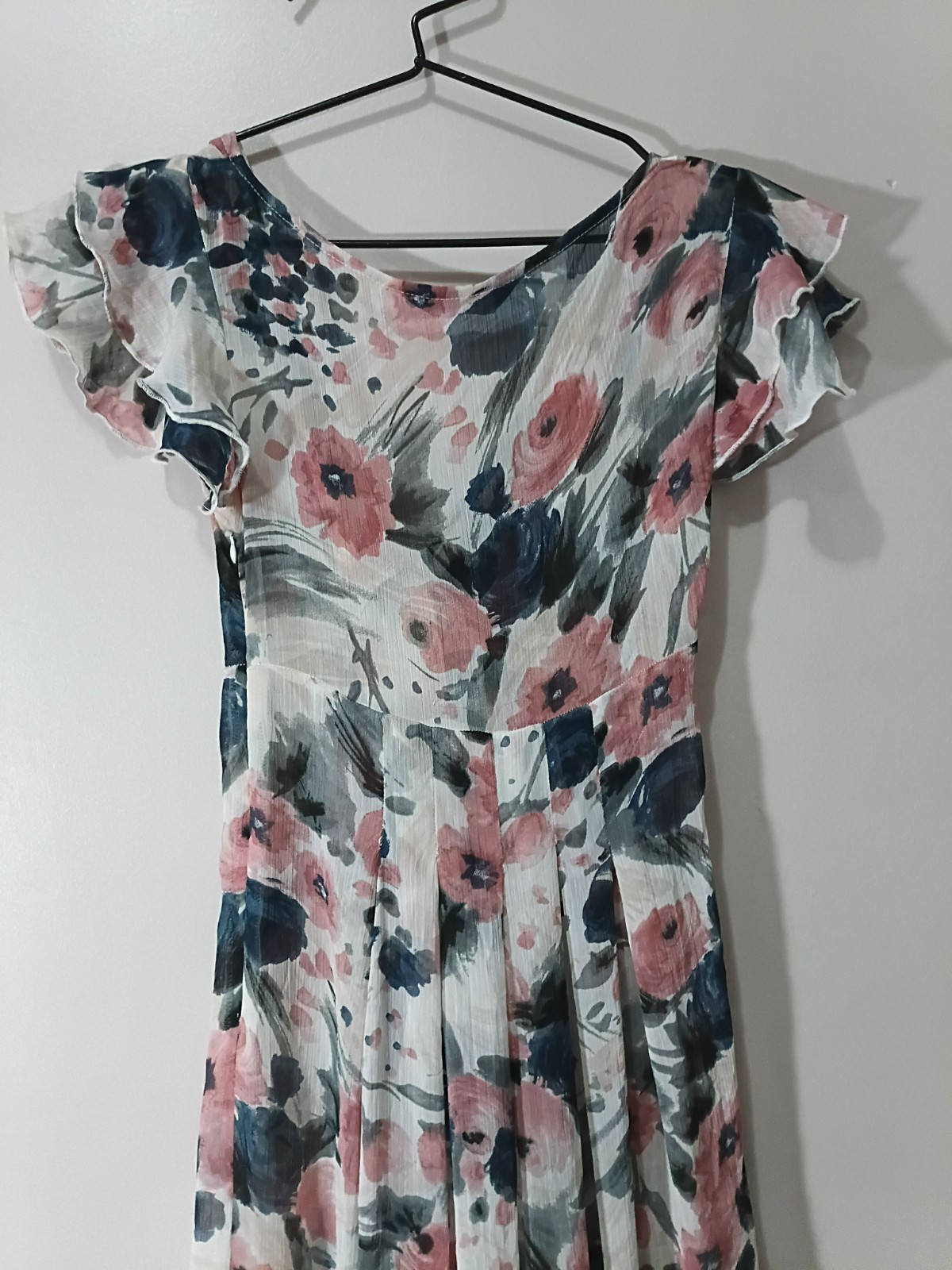 Dorothy Perkins Size 6 Short Sleep Blue Beige Sheer Linen Dress