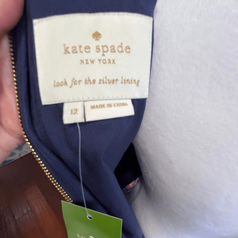 Kate Spade Blue and Red Sleeveless V-Neck Sheath