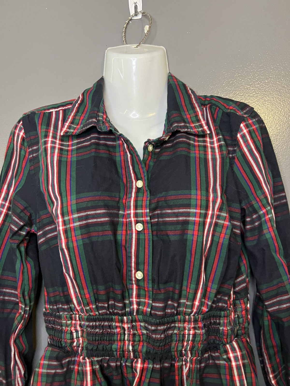 Free Assembly Shirt Dress Womens Small Black Plaid Long Sleeve Christmas