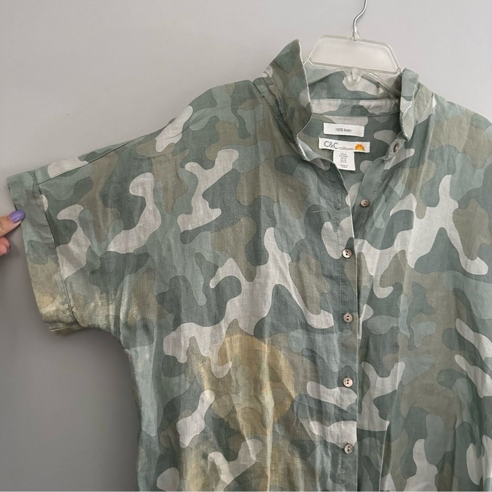 C&C California Camo Kimono Button Down Dress linen breathable lightweight