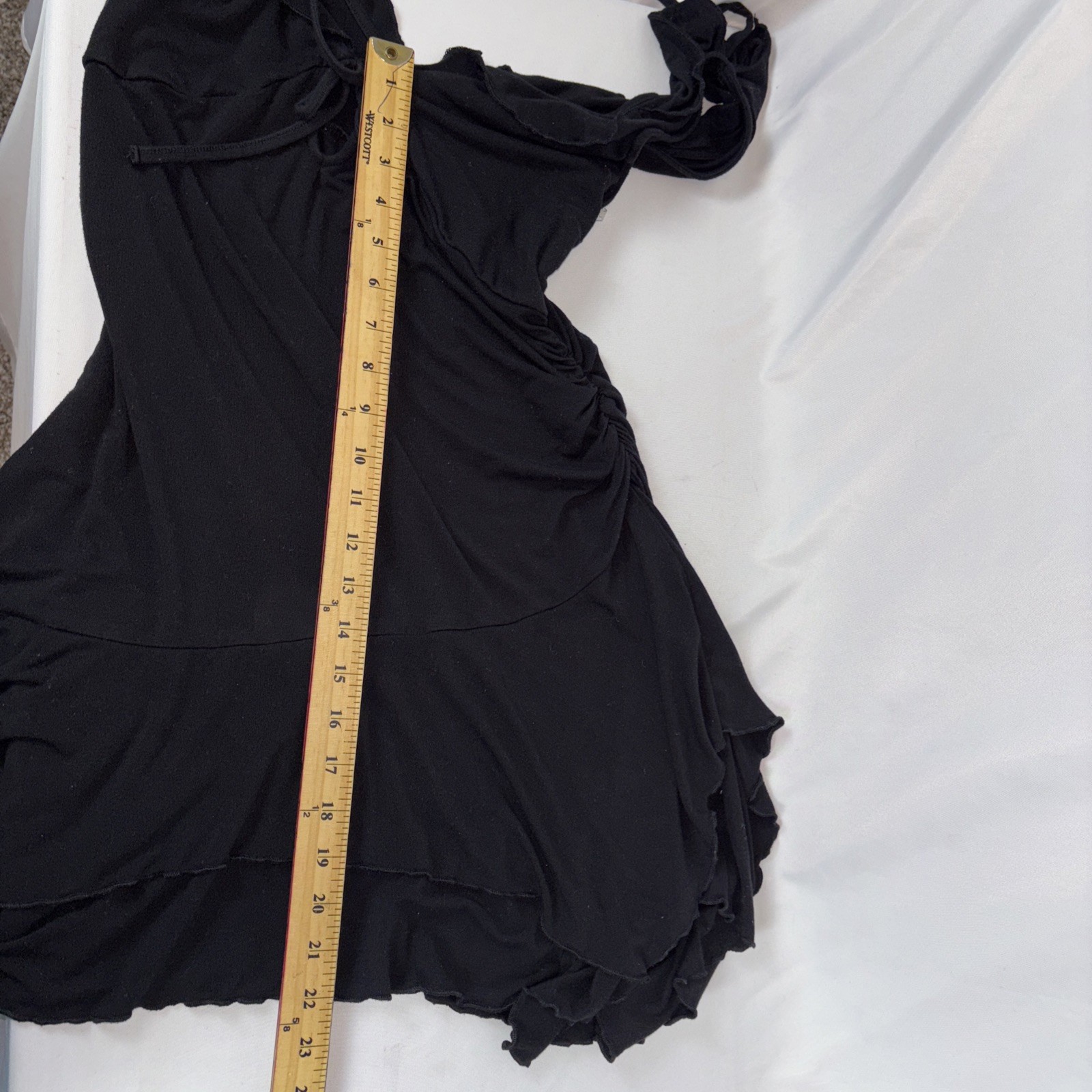 Wild Fable Ruffle Strap Sleeveless Black Ruffled Side Cinched Mini Dress Size S
