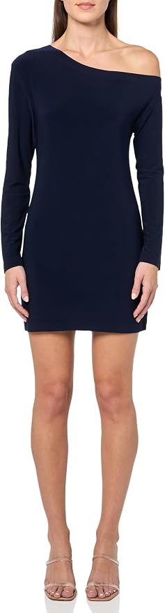 NORMA KAMALI One Shoulder Mini Dress True Navy Size L NWOT