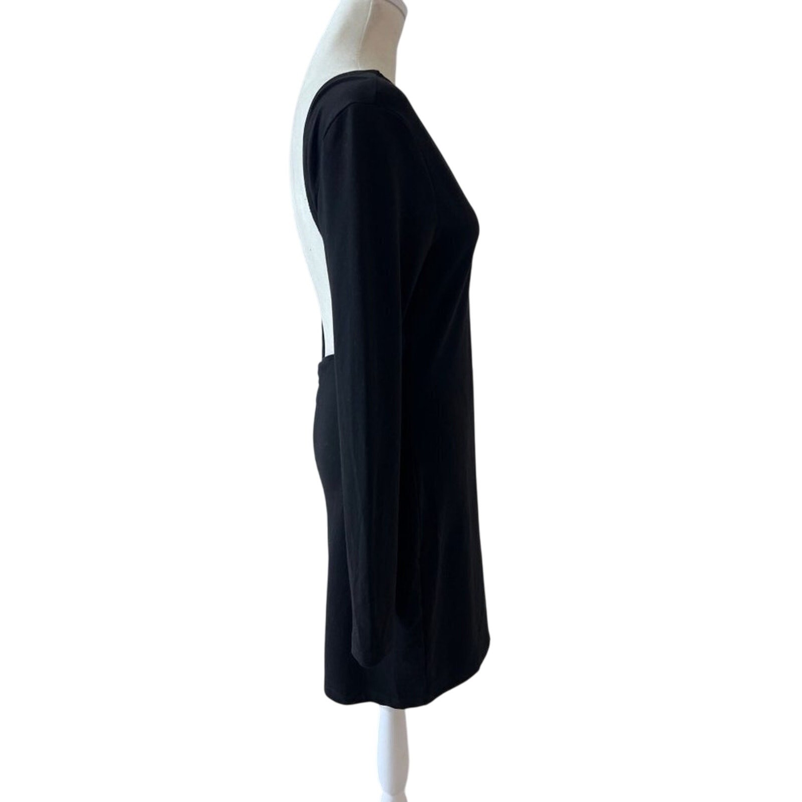 Edikted Black Gothic Minimalist Open Back Long Sleeve Bodycon Dress XL nwot