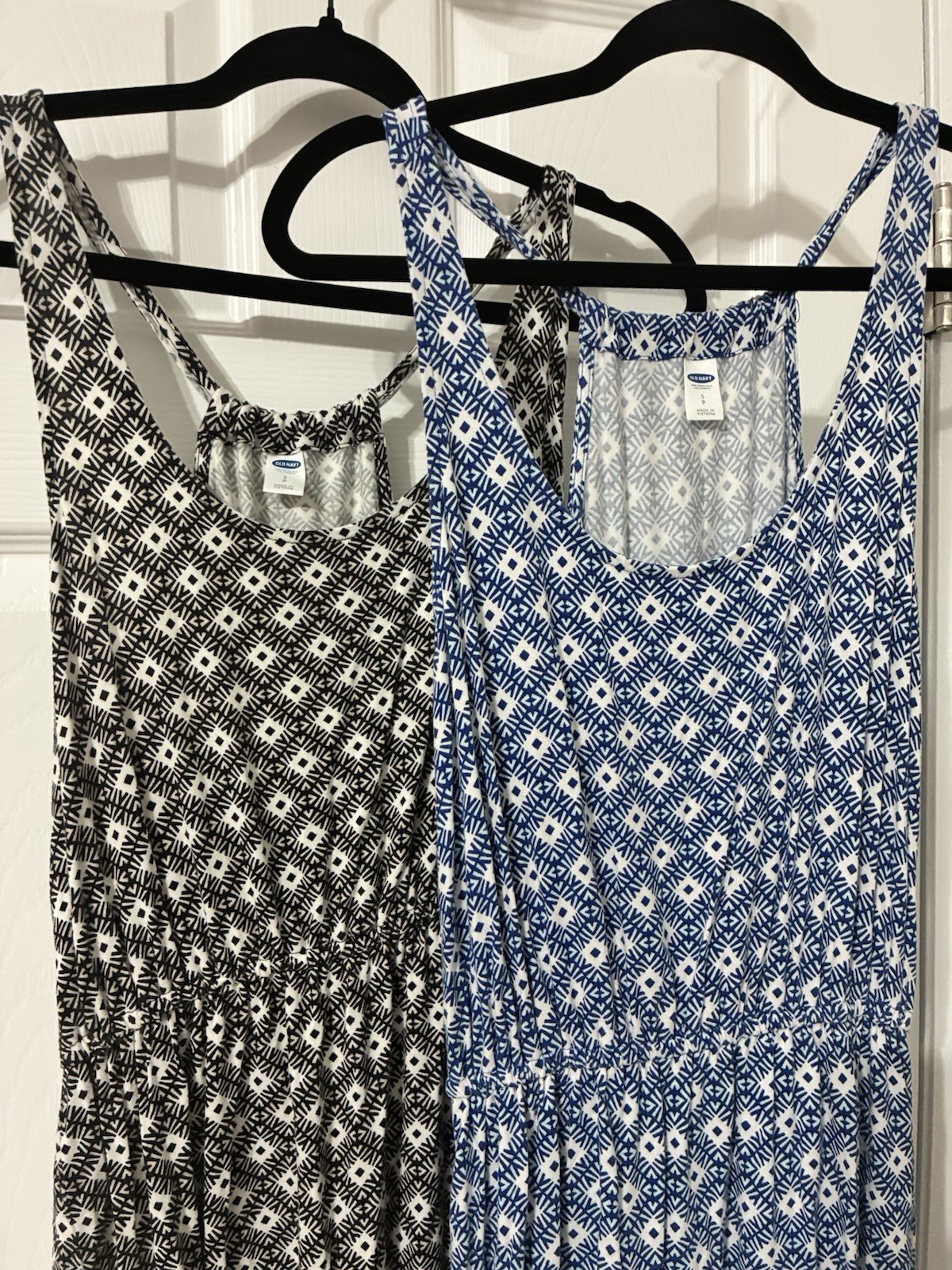Old Navy Racerback Dresses Size Small Lot of 2 Geometric prints blue + black