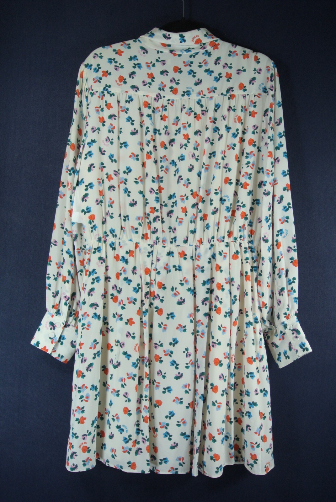 NEW Jason Wu Tie-neck Floral-print Silk Crepe De Chine Silk Dress Size 12 #MD700