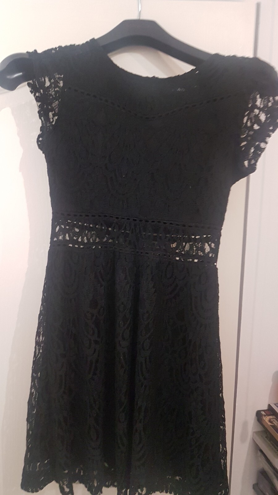 Ladies Broiderie Black Size 8 Miss Valley Skater Dress