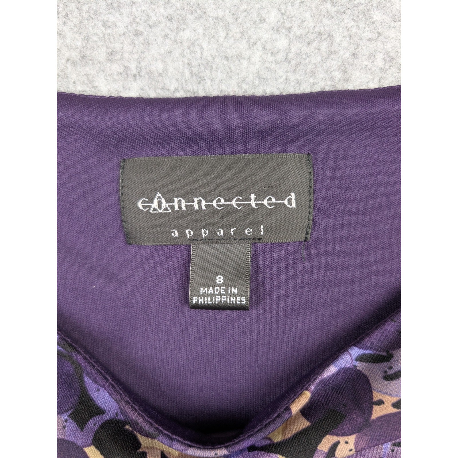 Connected Apparel Purple Abstract Dot Knot Front Sleeveless Sheath Dress Size 8