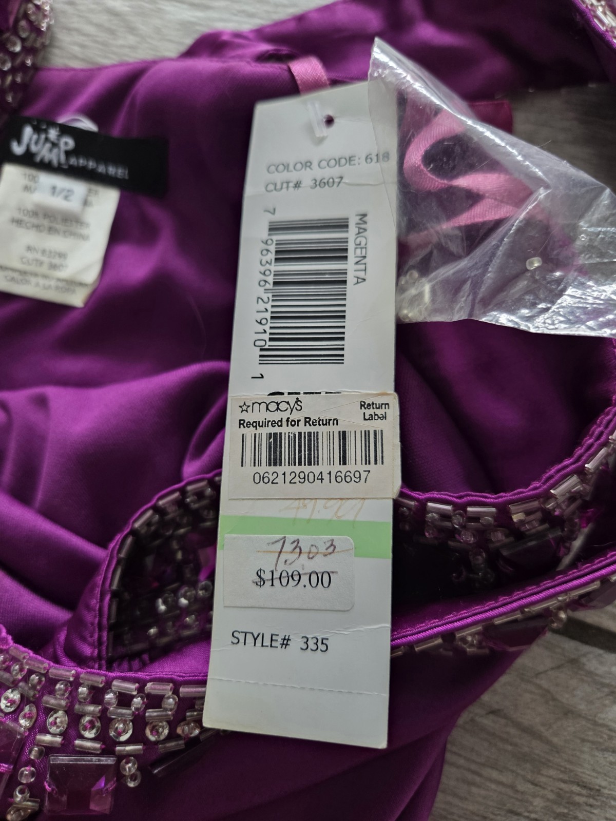 Jump Apparel Y2K Purple Satin Beaded Rhinestone Mini Dress XS Fairy Party NEW