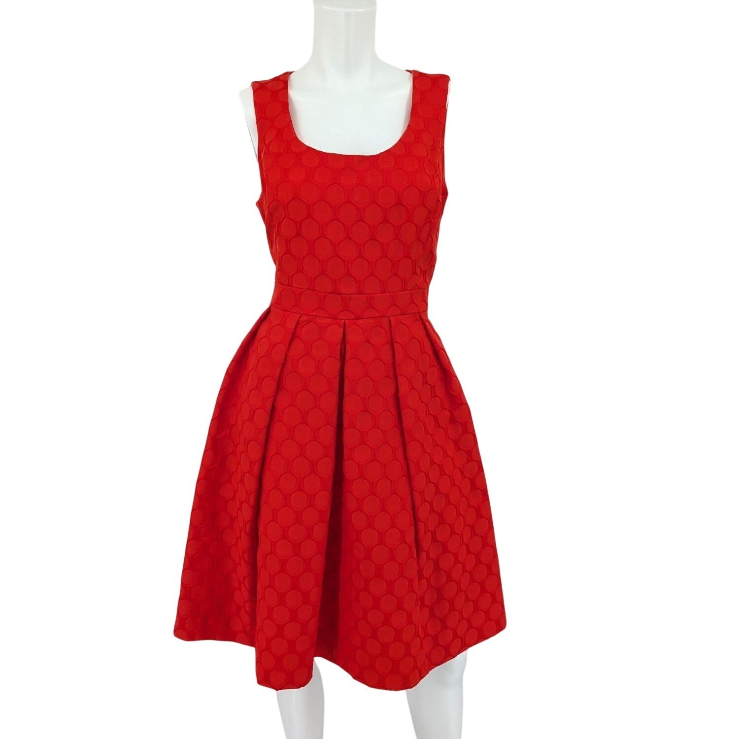 Jacquard Fit Flare Pleated Dress Cocktail Evening Office Textured Retro Twee 8