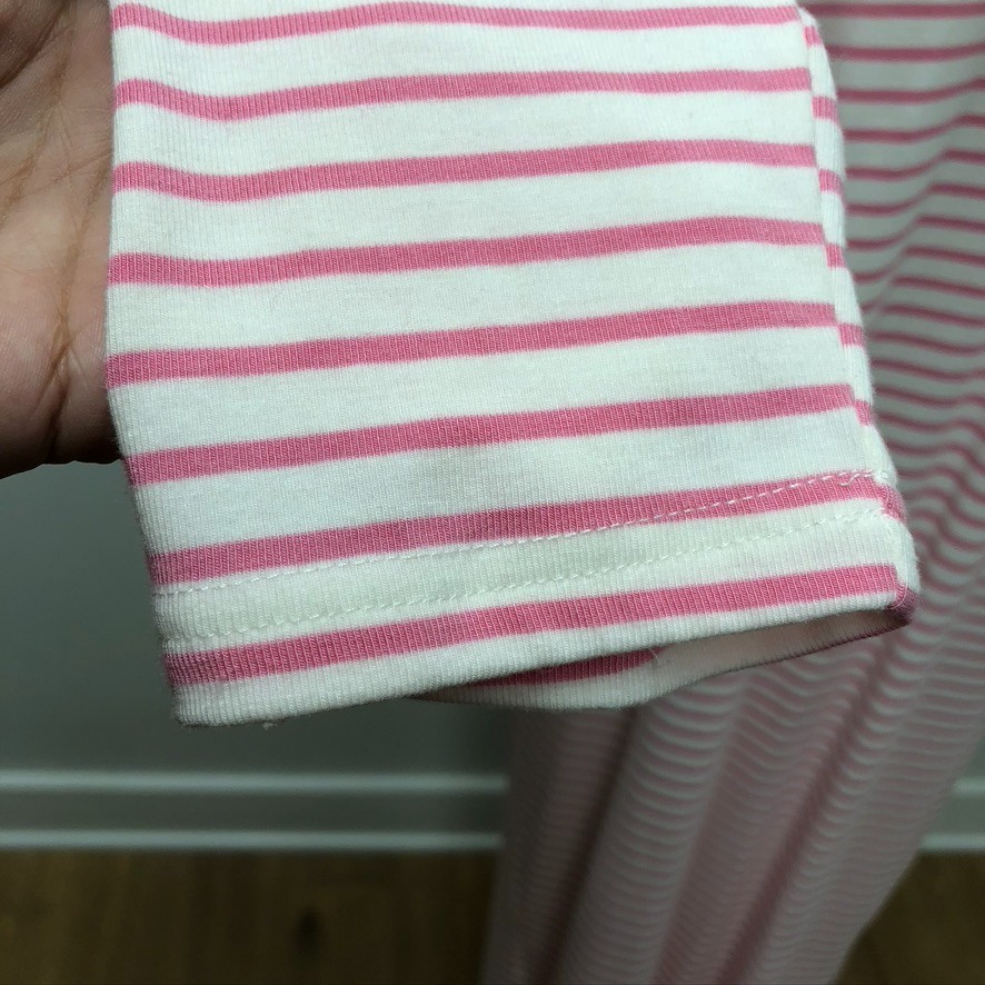 Mod Ref Jaya Dress Womens Medium Side Slit Maxi Long Sleeve Pink Stripe Comfort
