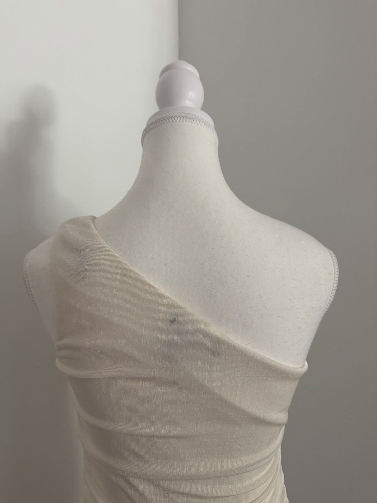 Forever 21 Beige Solid One Shoulder Ruched Bodycon Mini Party Dress Size S