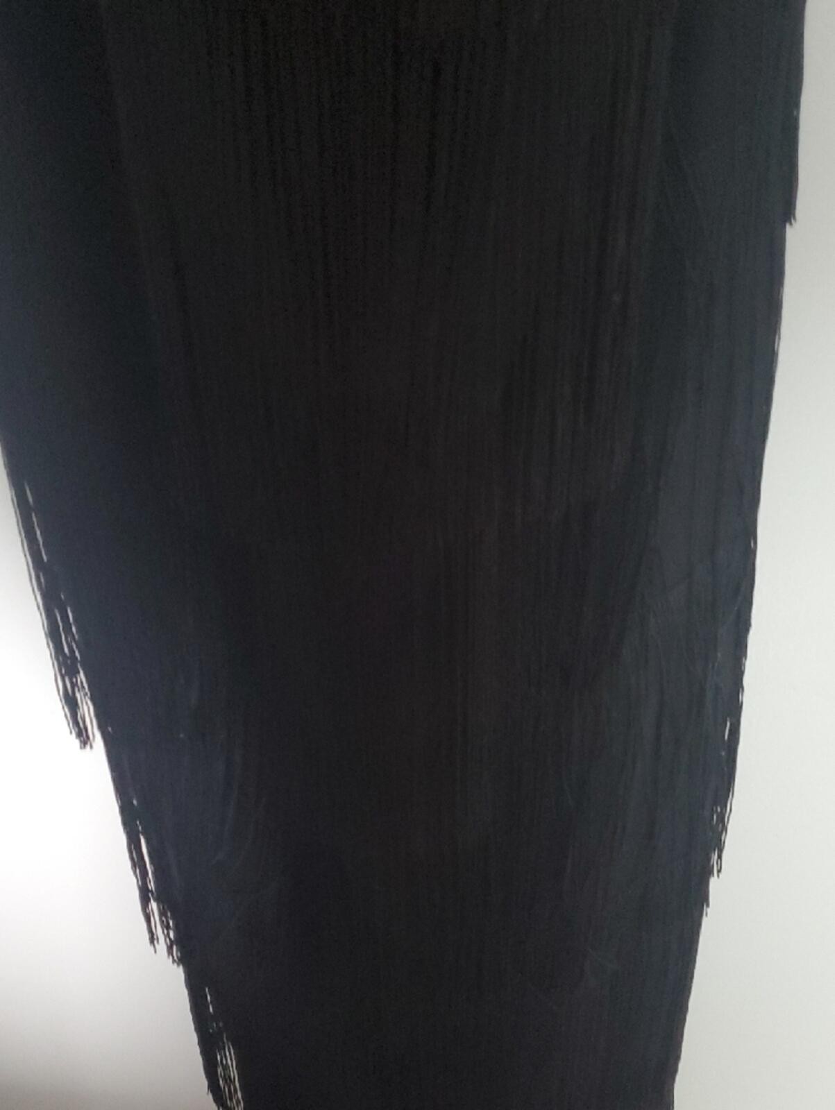 One-Shoulder Black Fringe Evening Dress with Dramatic Bow [COPY]