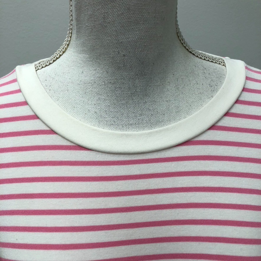 Mod Ref Jaya Dress Womens Medium Side Slit Maxi Long Sleeve Pink Stripe Comfort