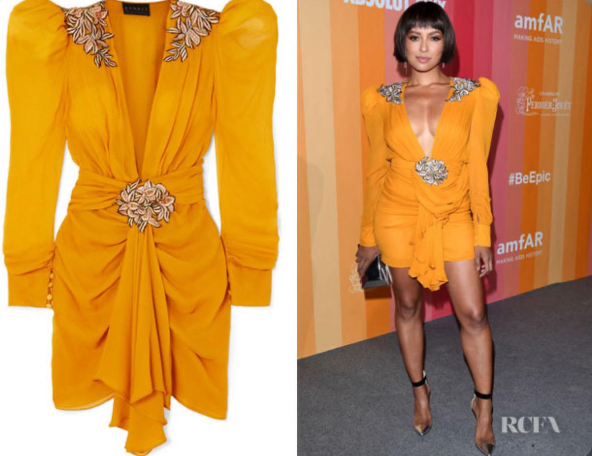 *DUNDAS* Dynasty Runway Embroidered Chiffon Mini Dress W/internal Bodysuit IT 40