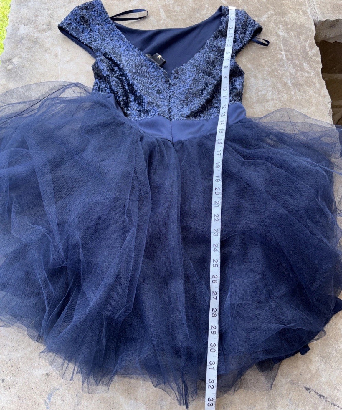 Trixxi Dress Juniors Sequins Tulle Navy Blue Royal Party FitFlare Fairy Empire•3