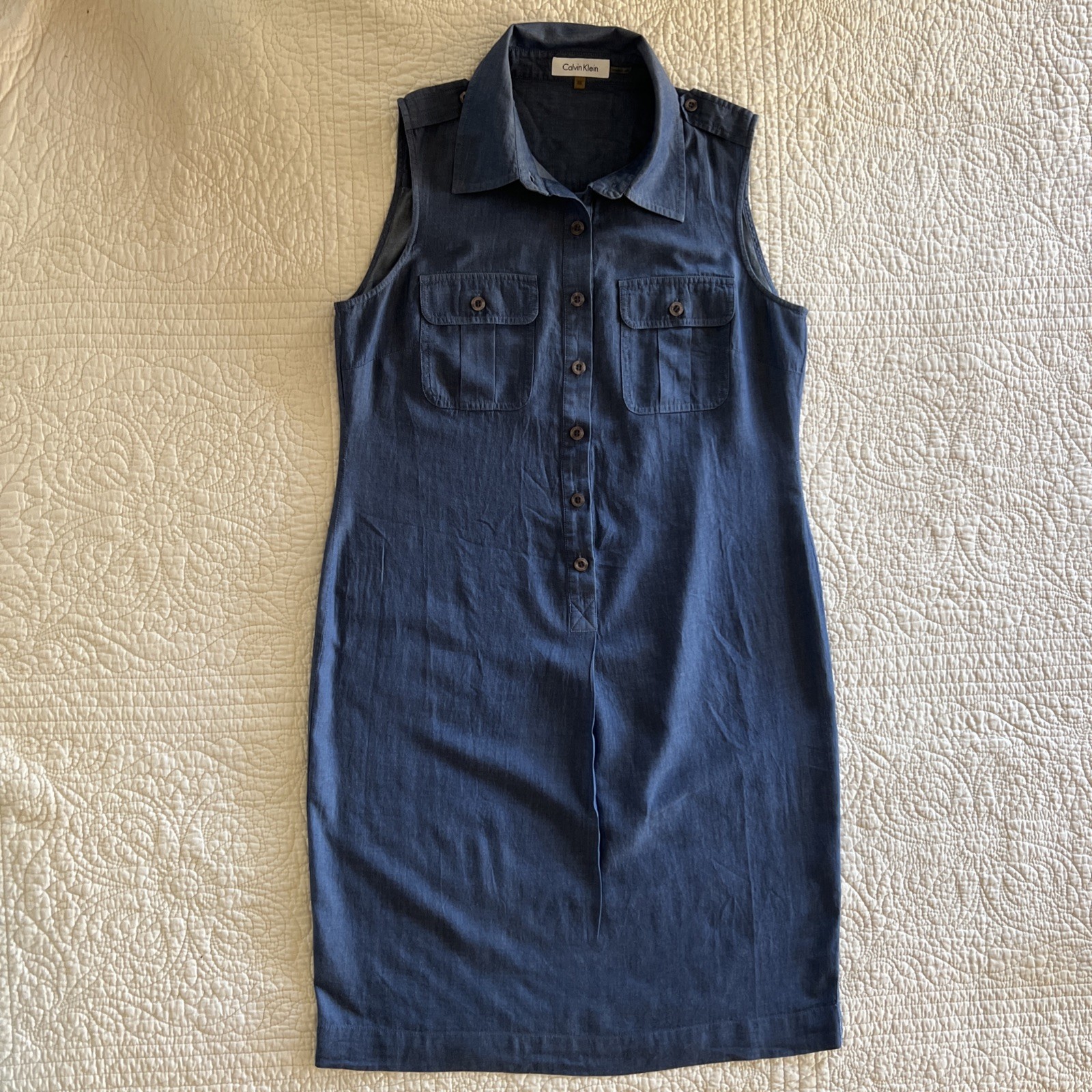 Calvin Klein Lightweight Denim Shift Dress Extra Small