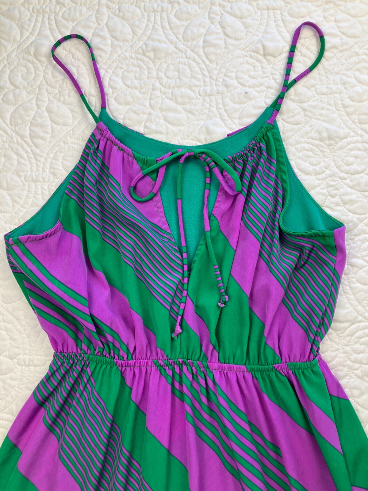 MiAmi sz SMALL Geometric Striped Sleeveless Straps Mini Dress Vintage Retro Look