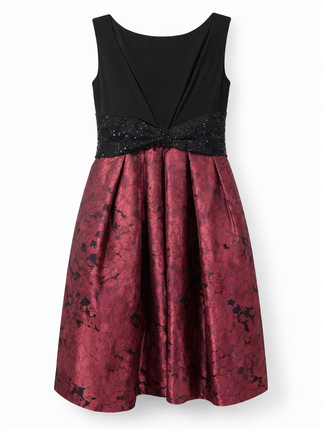 NWT JS Boutique Dress Size 10 Black & Burgundy Metallic Fit & Flare Party