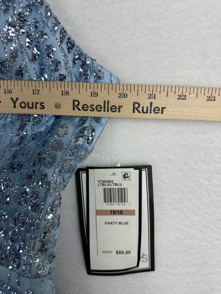 Alex & Sophia Mini Dress Juniors Size 15/16 Blue Fit & Flare Sequin Glitter NWT