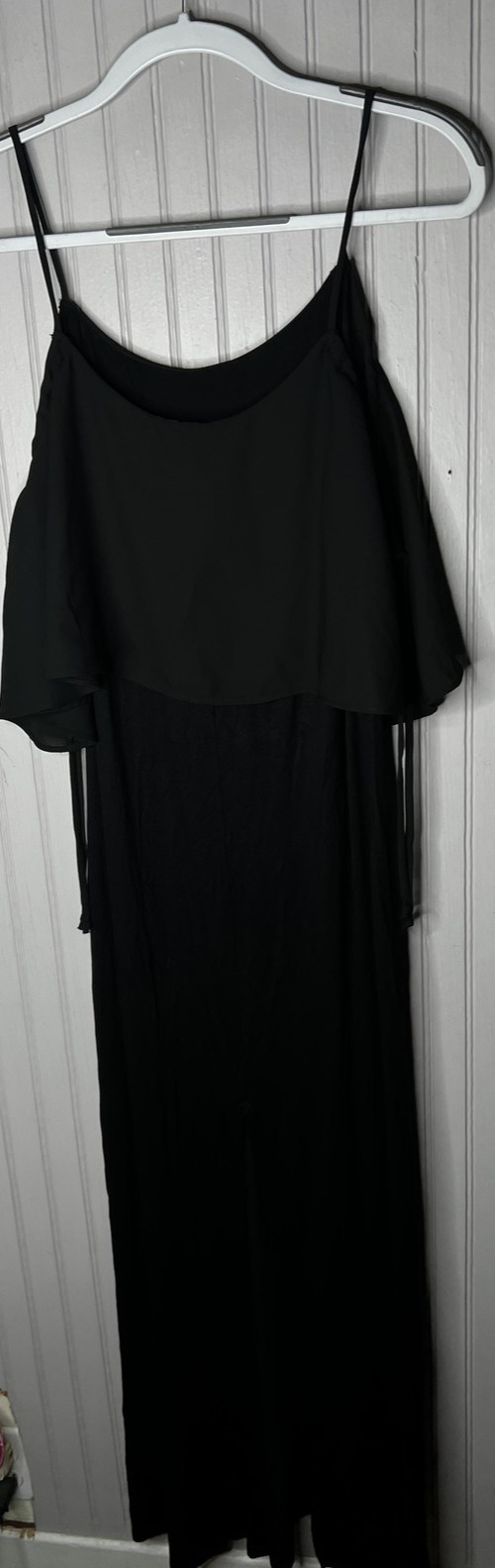 Green Envelope Casual Couture Dress Womens Large Black Ruffle Maxi Made USA
