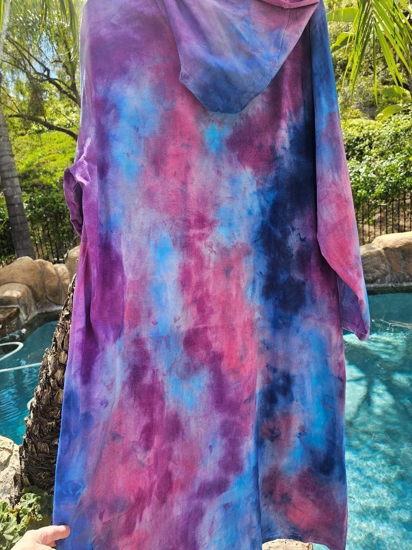 Maya Antonia Unisex Hand Tie-Dye Galaxy Cotton Maxi Dress/Kaftan/Hoodie/Pocket