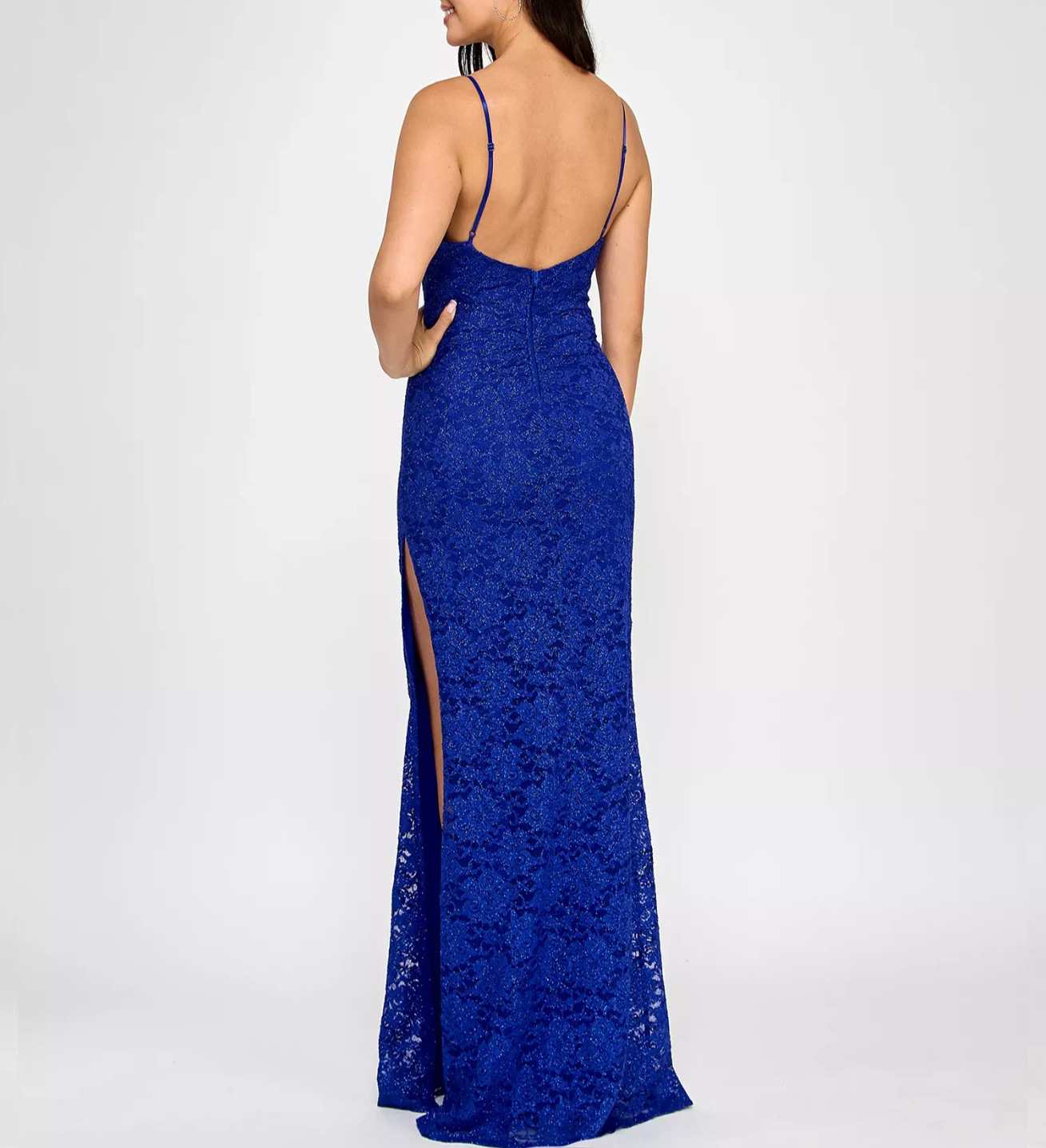 Emerald Sundae Juniors’ Glitter Lace Empire-Waist Gown MSRP $89