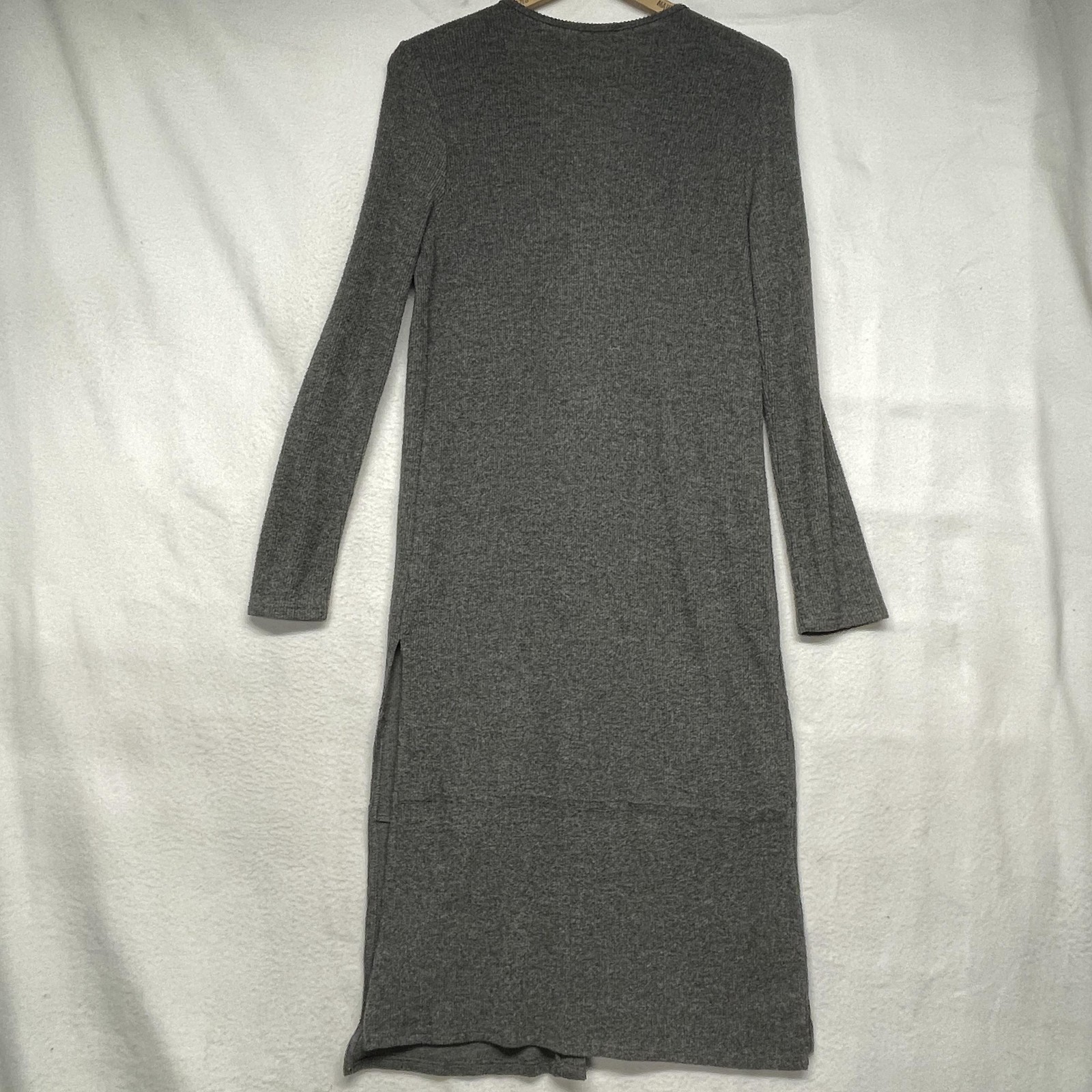 Everly Sweater Dress Womens Small Button Front Long Sleeve Rib Knit Pockets USA