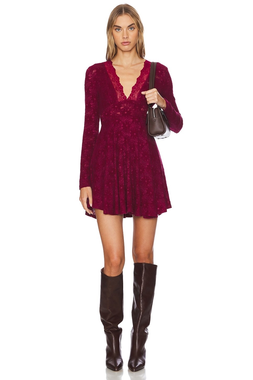 NWT Free People All Yours Mini Dress in Red Plum – Size Small!