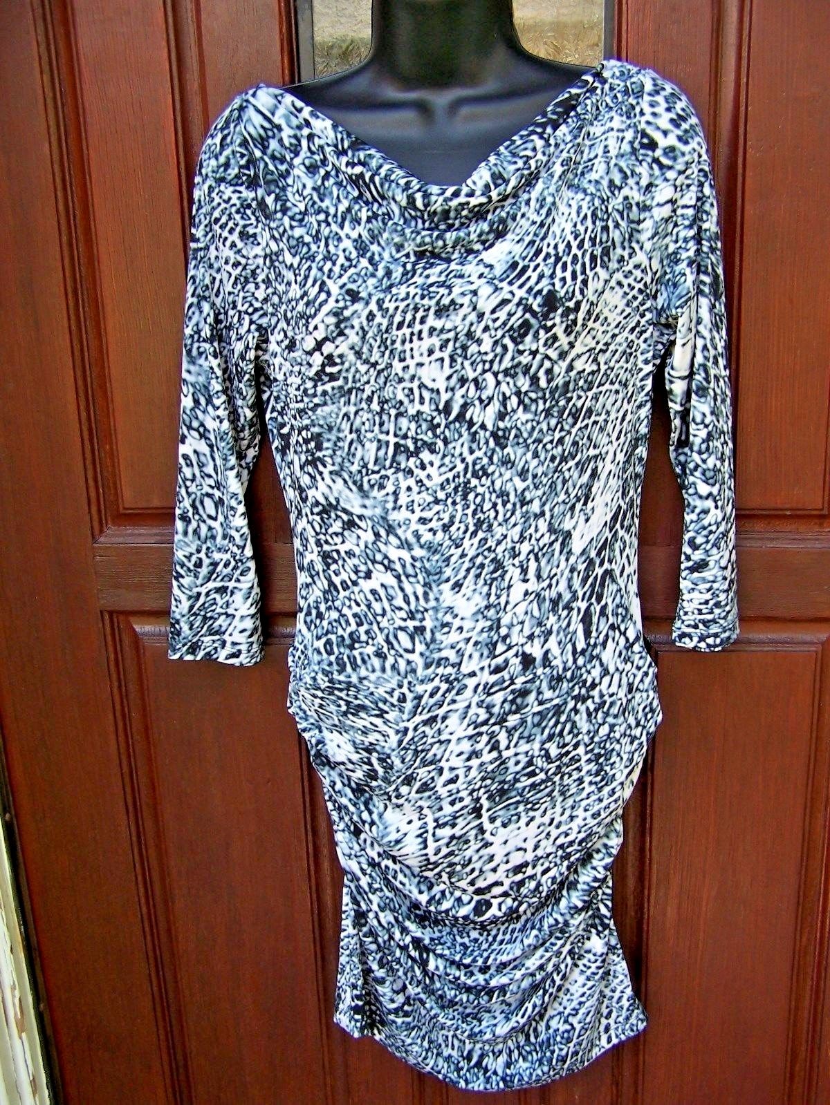 JENNIFER LOPEZ SNAKESKIN DRESS SZ S MULTICOLOR RUCHED NWOT JERSEY