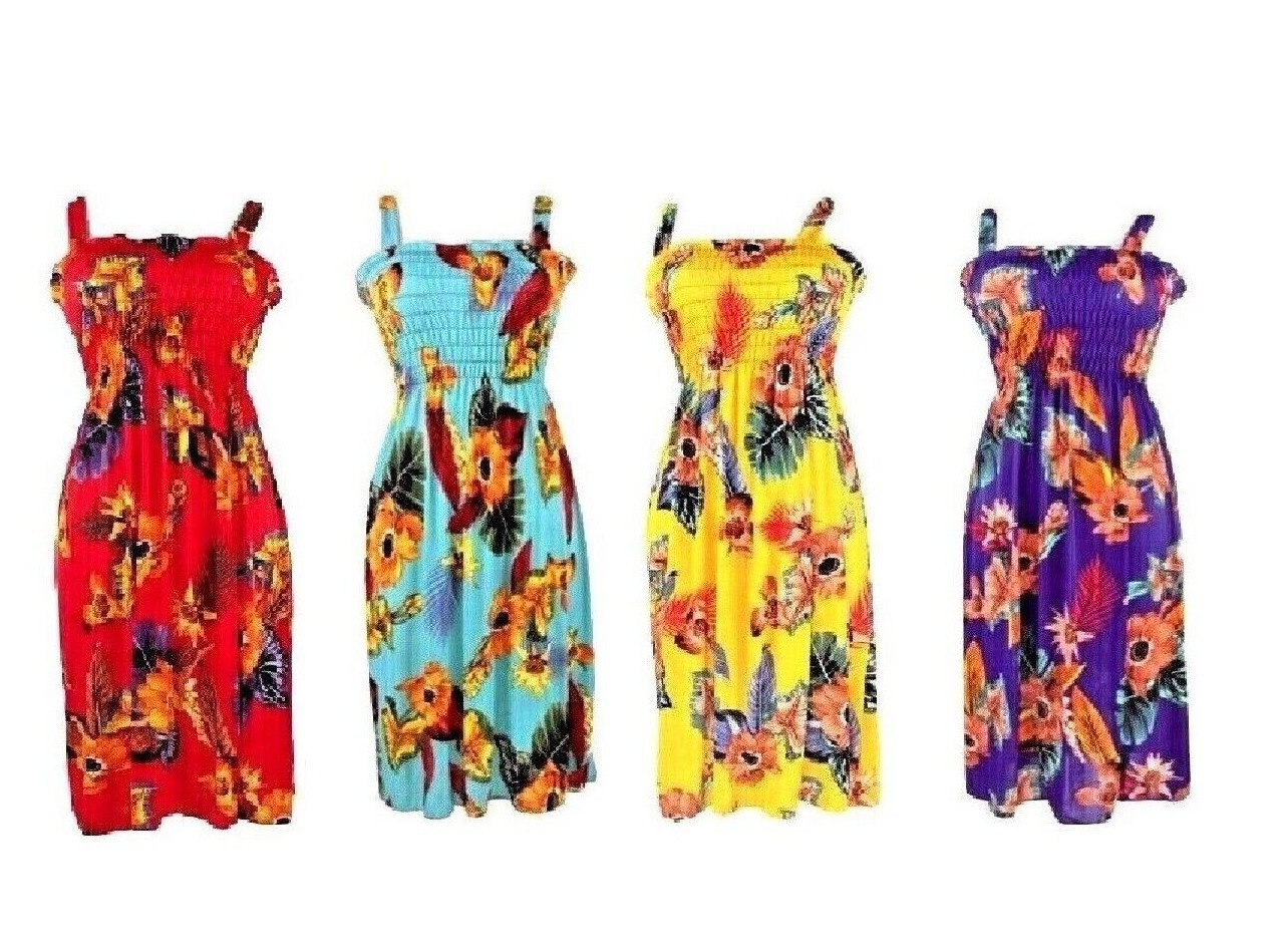 Womens Sleeveless Smocked Sundress Floral Print M L XL XXL