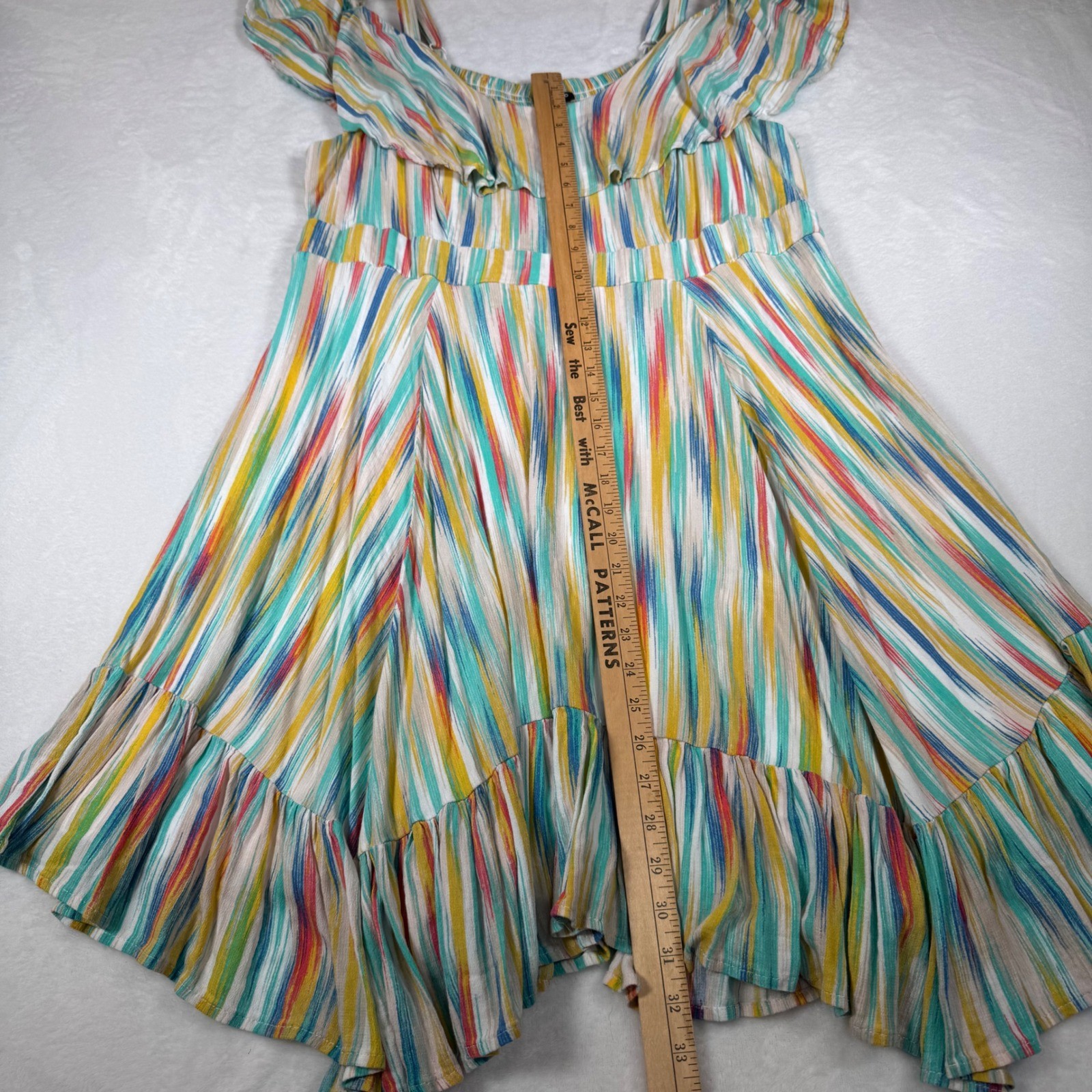 Torrid Multi-Color Striped Cold Shoulder Ruffle Smocked Dress Size 2 2X 12869307
