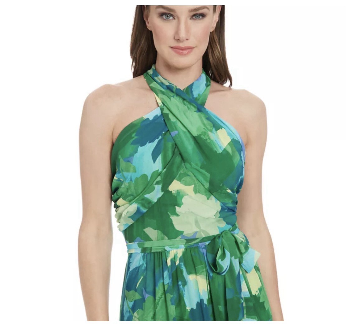 Printed Chiffon Halter Neck Dress