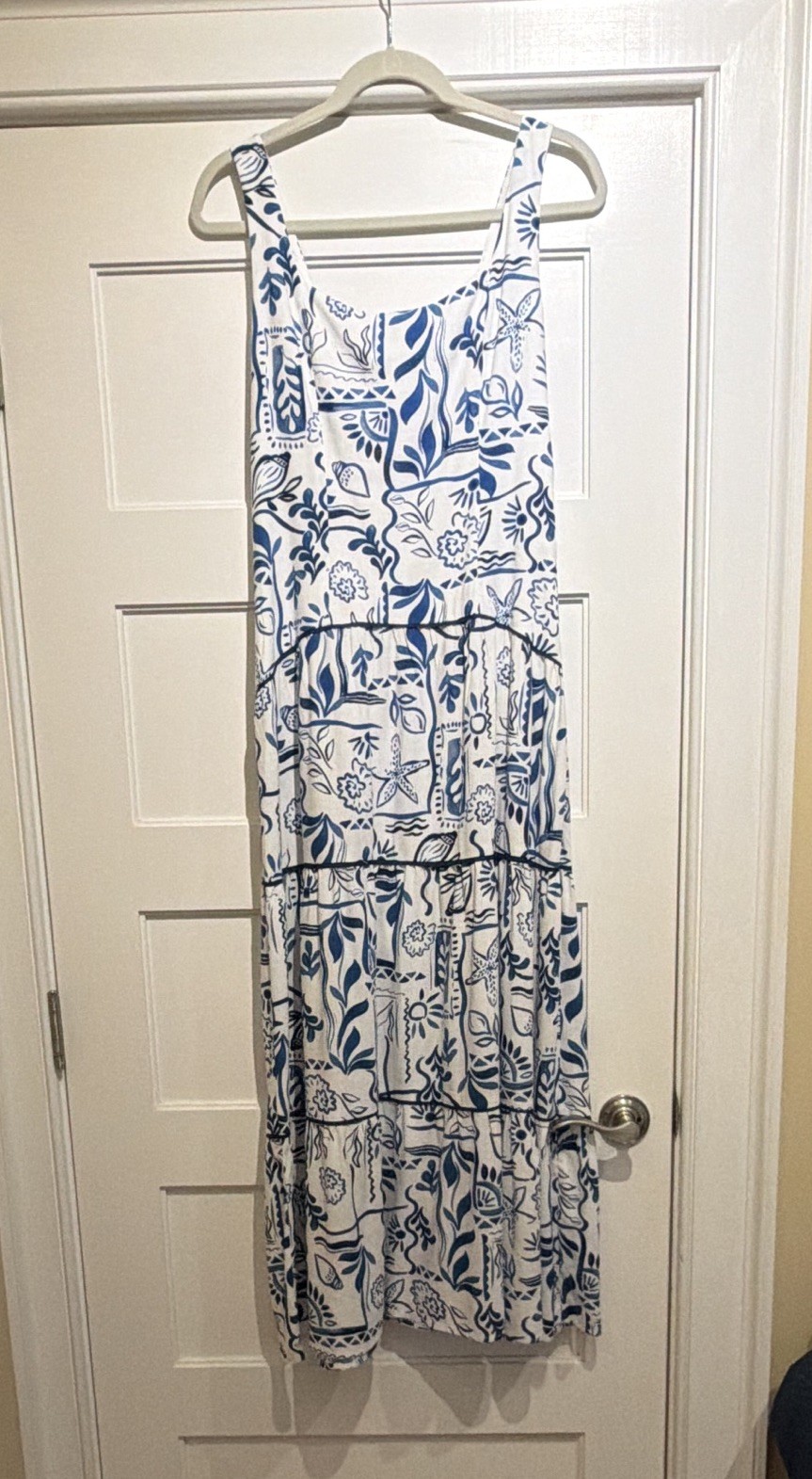 CeCe Blue snd White Maxi Dress, Adult Medium
