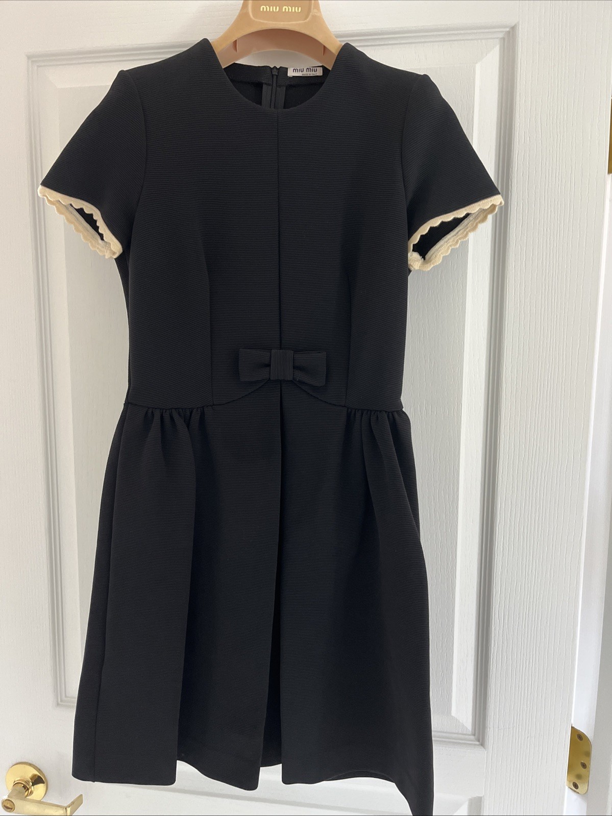 Miu Miu Women’s Dress Size Small Black A-Line Dress With Bowtie At Waist