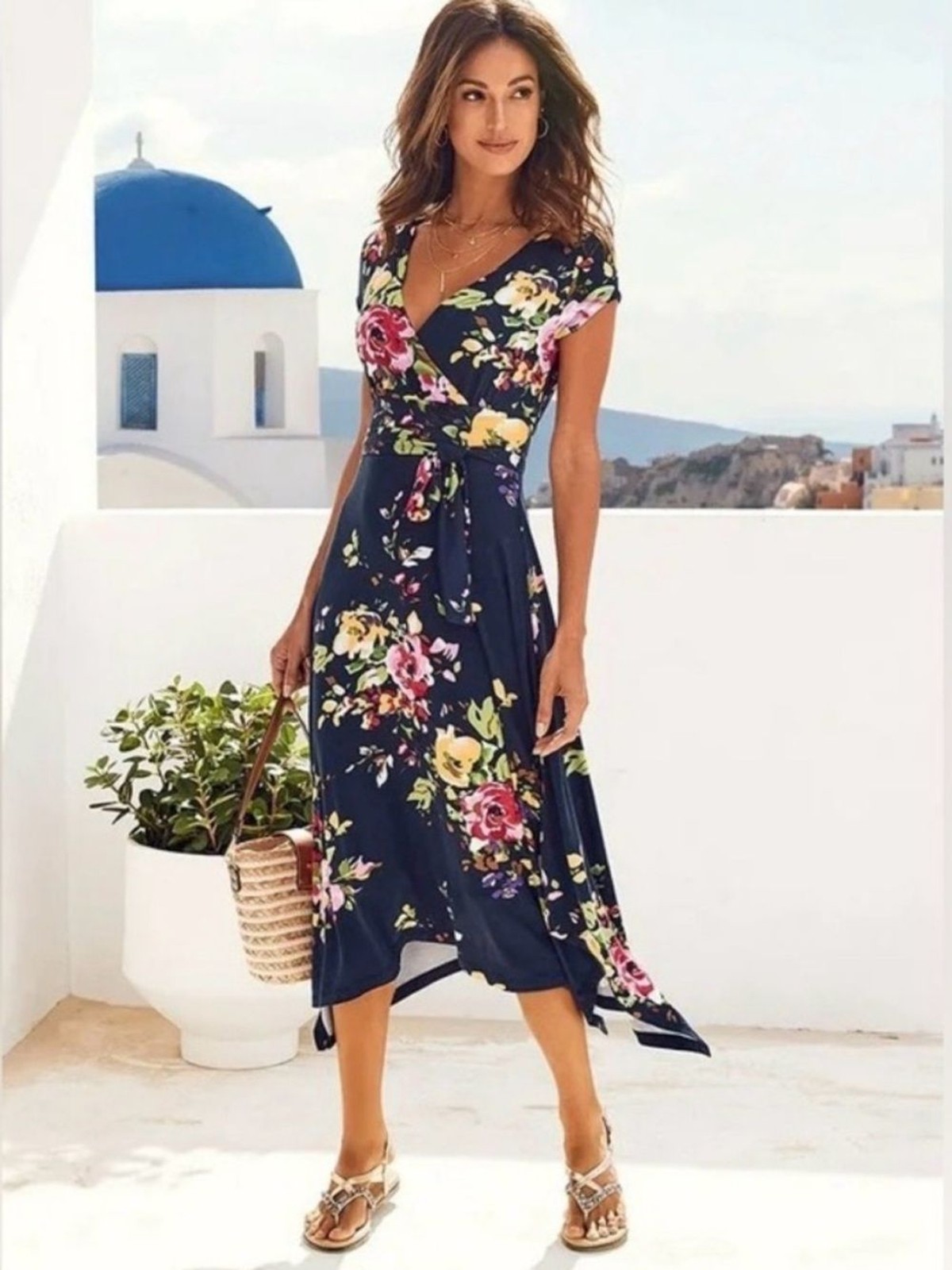 Lascana Handkerchief Hem Dress with Tie Waist, NWT, Size 6. $70 MSRP