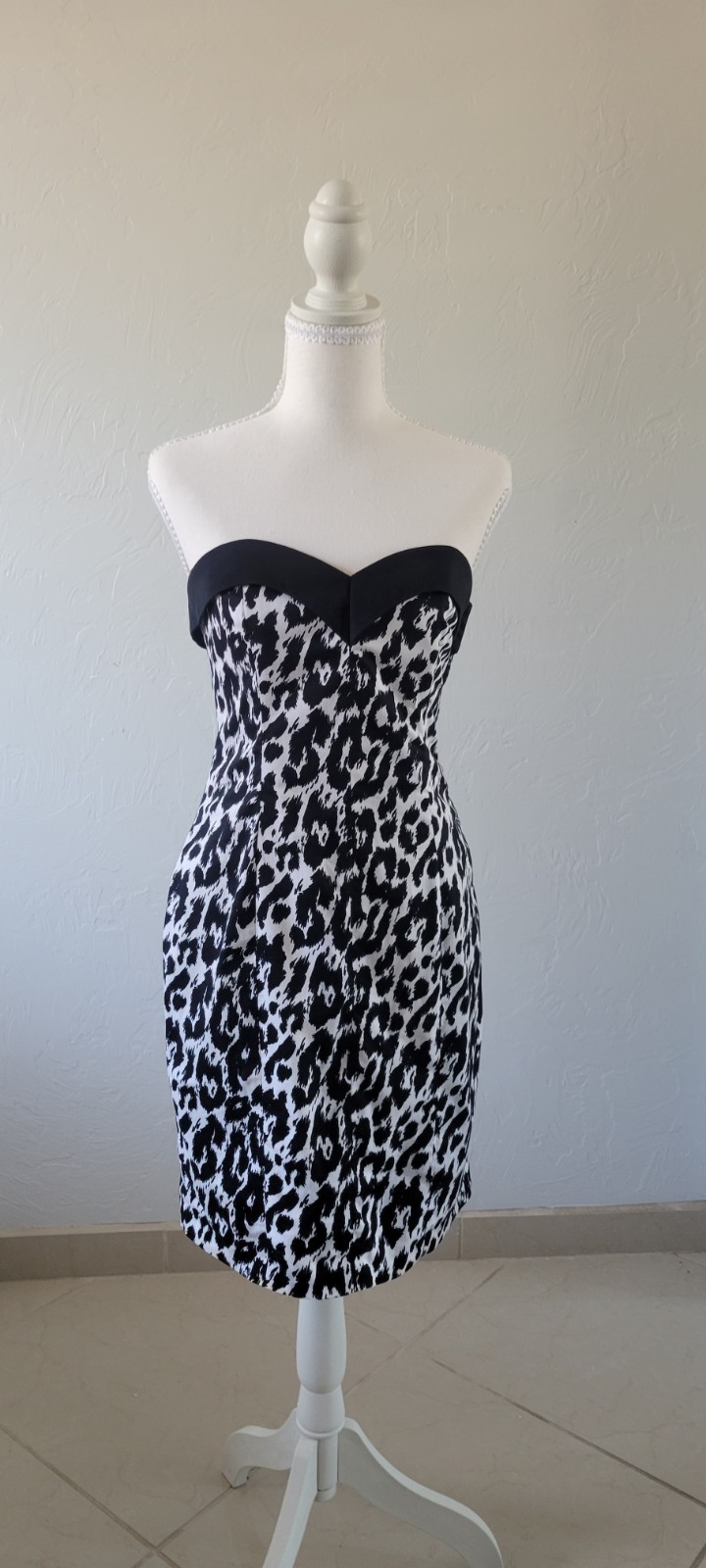 Betsey Johnson Leopard Print Strapless Cocktail Dress Size 6 Party Mini Bodycon