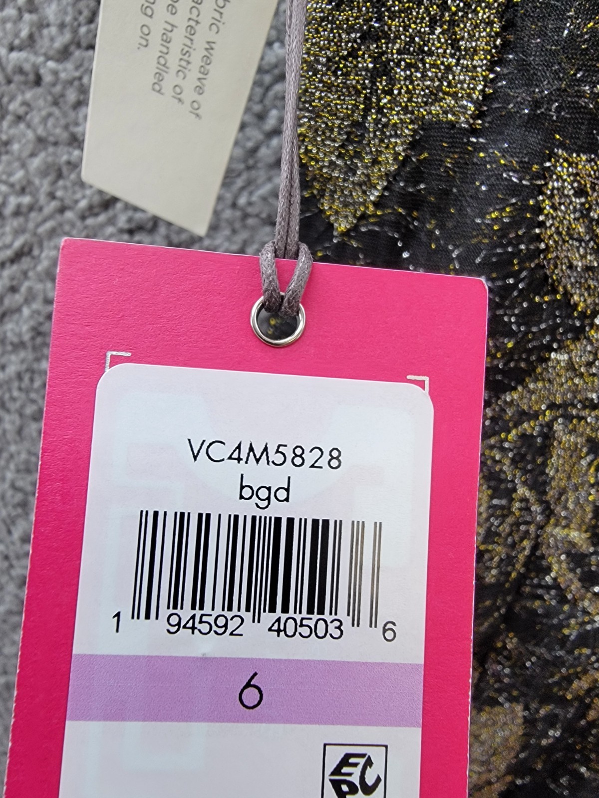Vince Camuto Metallic-Knit Ruched Cowlneck A-Line Dress Women’s 6 Black/Gold