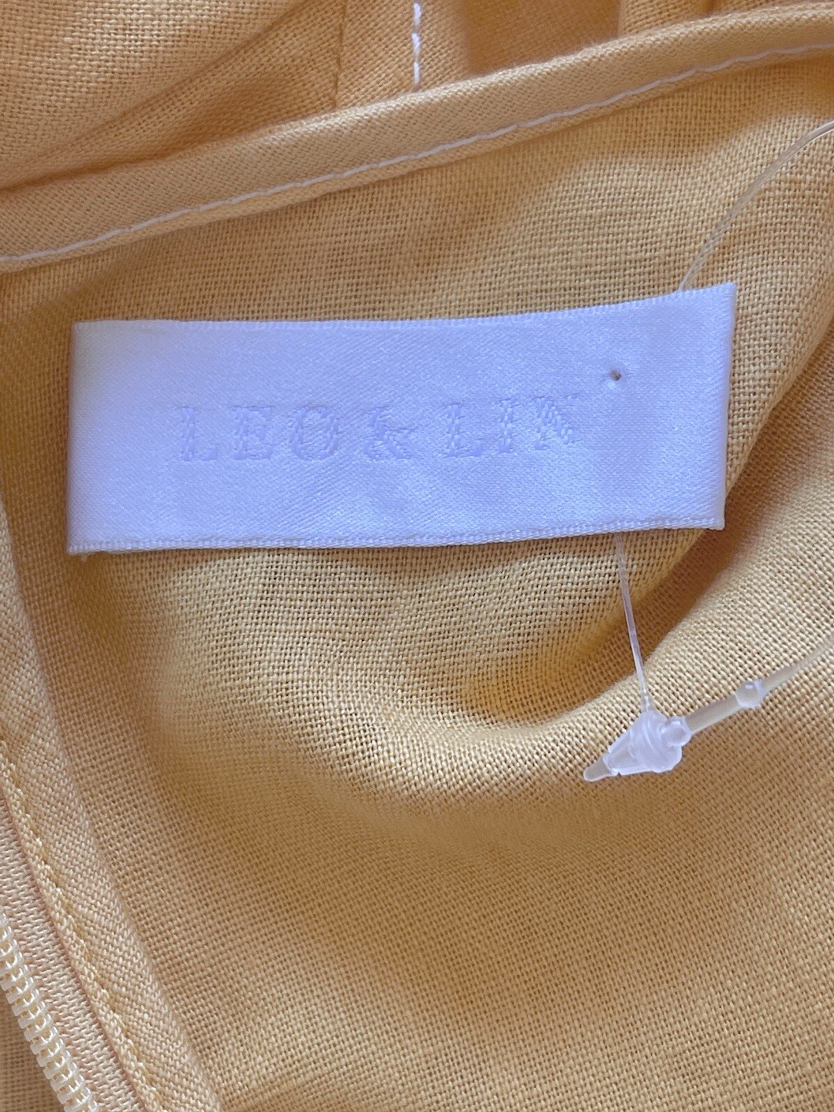 LEO LIN Mini Dress Yellow Pastel Orange Cotton Linen balloon Sleeves SZ AU 10 M