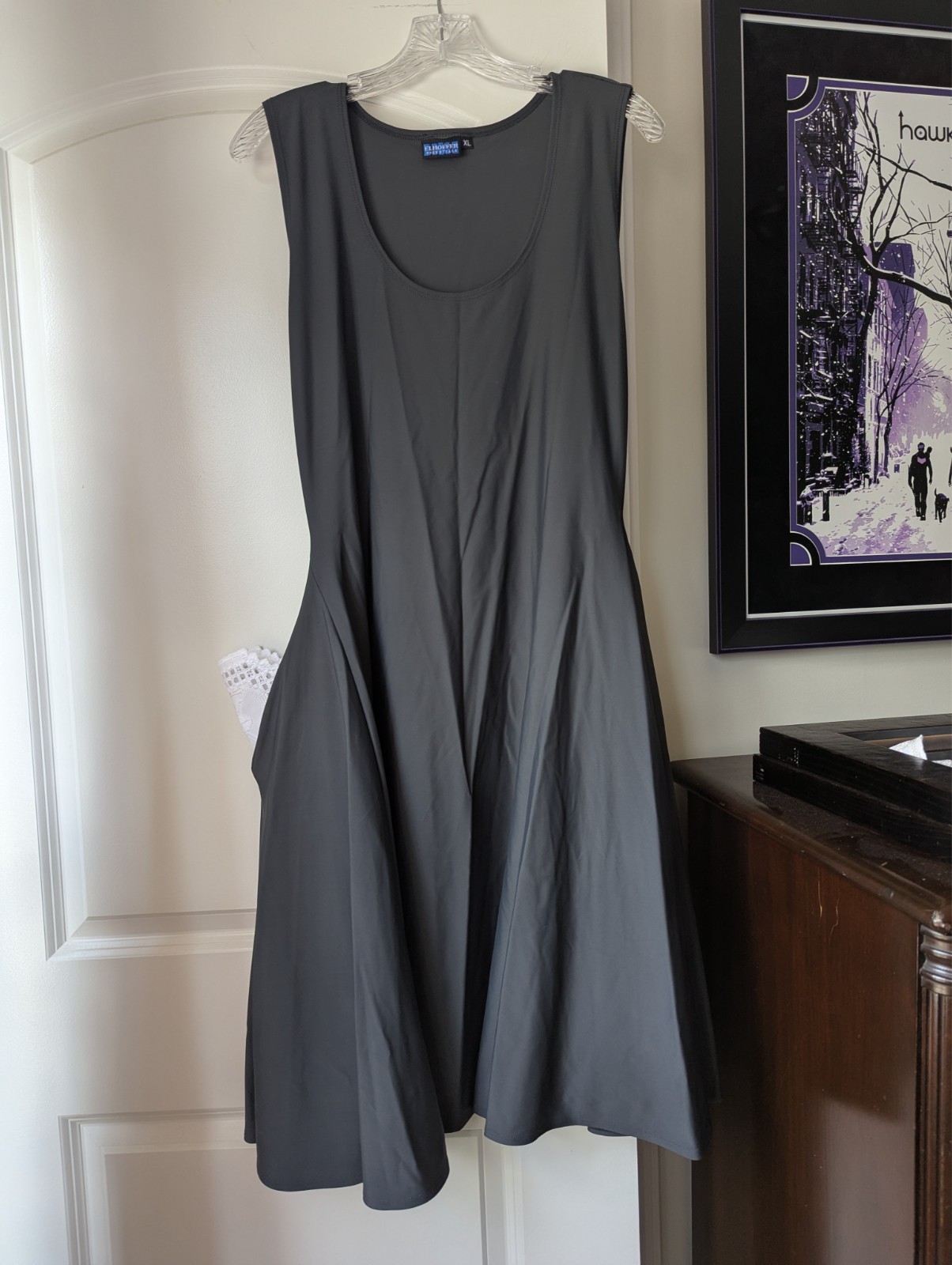 XL Elhoffer Essentials Knee Length Dress Pockets Sleeveless Nylon Spandex