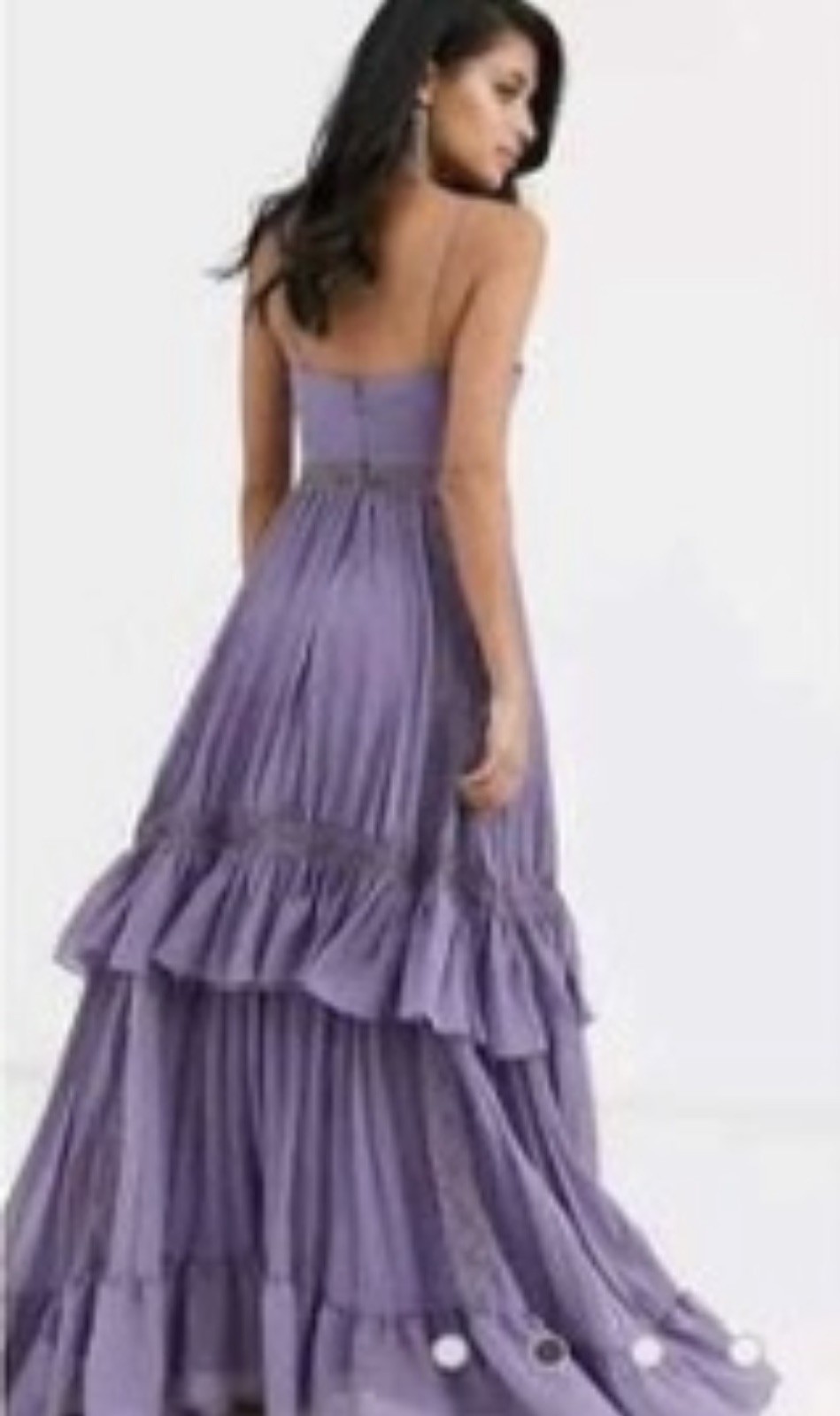 True Decadence Cami Strap Tiered Dusky Mauve Maxi Dress | UK 10 / US 6