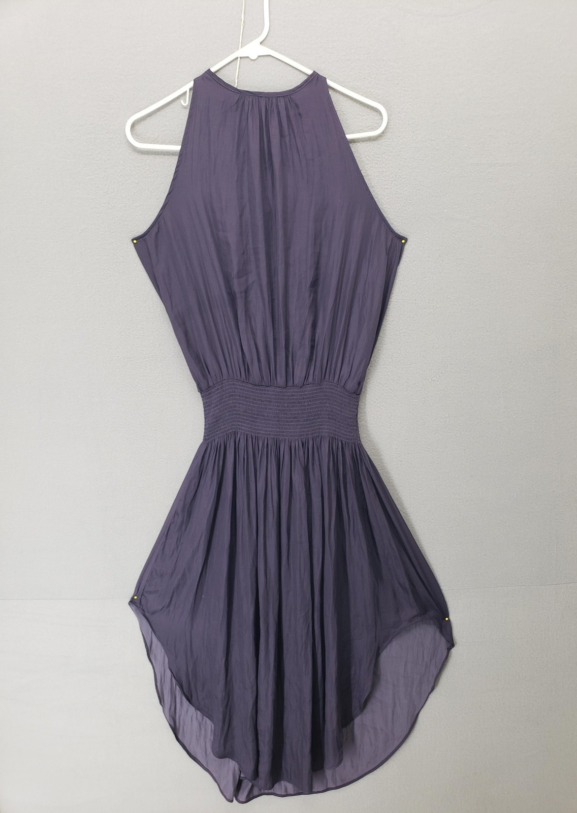 Pookie & Sebastian Dress Womens Small Purple Sleeveless Hi Low Hem Ruched Waist