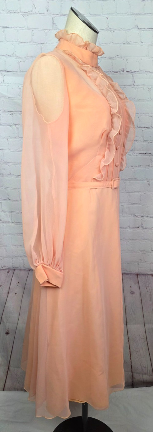 Vintage 60’s 70’s Kati by Laura Phillips Dress Chiffon Belt Wedding MOB Size 14