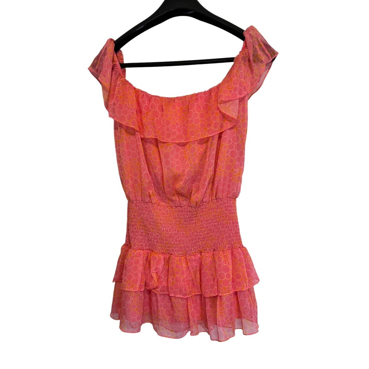 Amanda Uprichard Clarabelle Bubble Mini Dress Pink Off Shoulder Large
