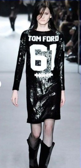 TOM FORD BLACK SEQUEEN DRESS ” HOLLY 61″ size TF 34 – US 0-2