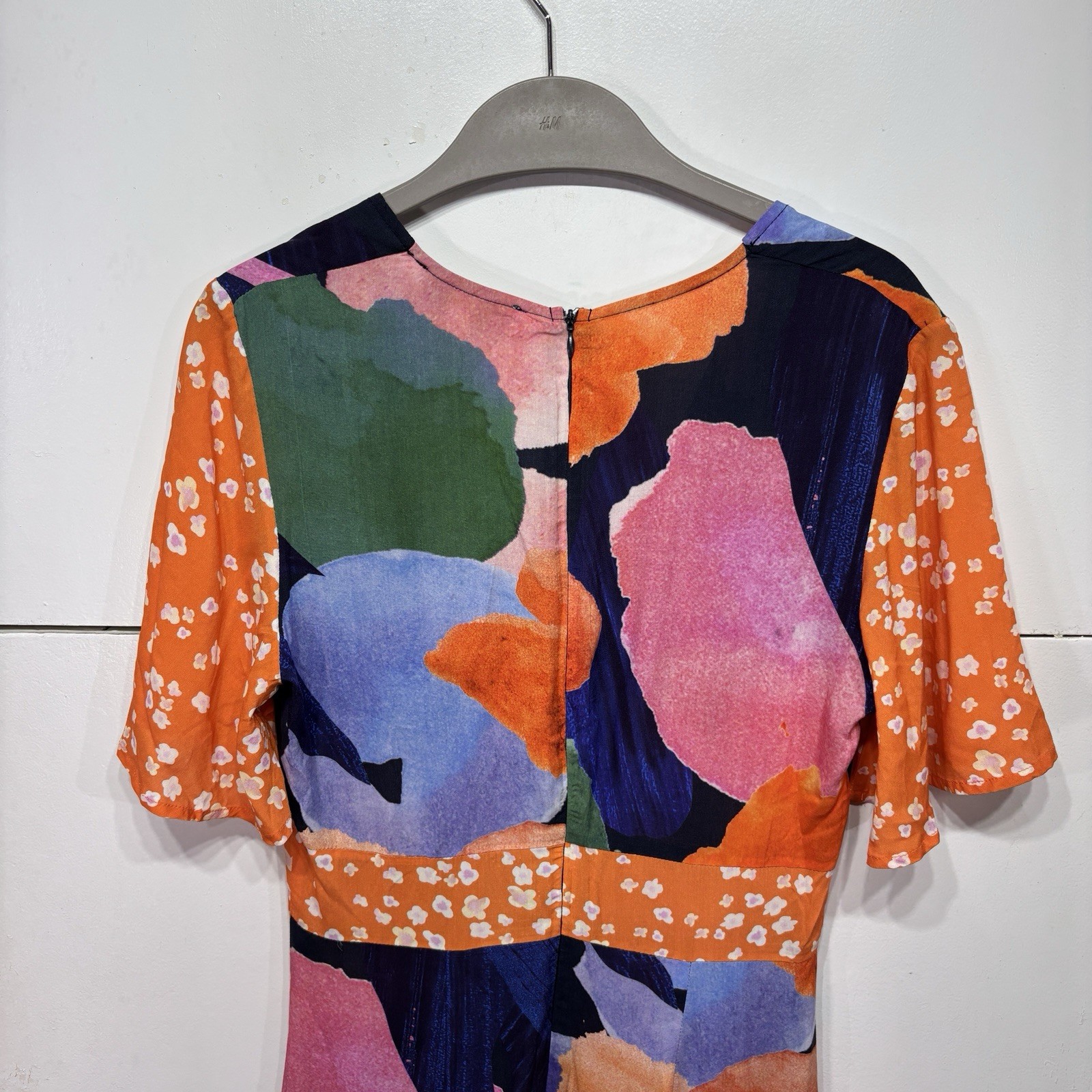 Never Fully Dressed Spliced Artist Clover Dress Floral Orange Midi UK 10 NWT